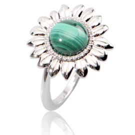 3.32g Sunflower CZ Ring Silver Plated 18k Gold Jewelry Vintage Ring