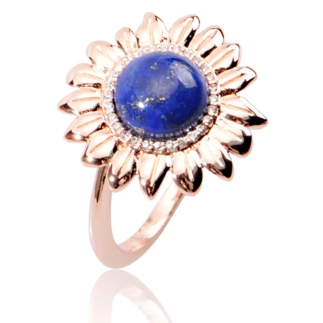 3.65g High Quality Fashion 925 Silver Jewelry Sunflower Opal 18k Gold Vermeil Wedding Band Ring - Image 4