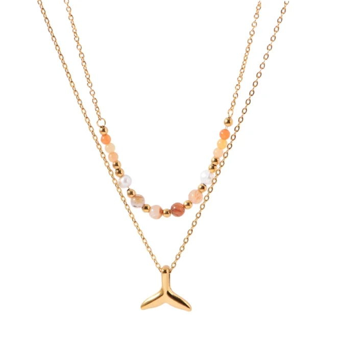 Plated Snake Chain Horseshoe U Shape Lucky You Pendant Necklace Gold 18K - Image 3
