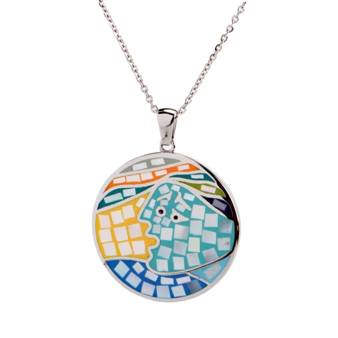 Pop Art Bone Face Necklace – Colorful Stainless Steel Pendant Chain - Image 3
