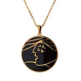 Color Splash Skeleton Face Pendant – Bold Stainless Steel Art Necklace
