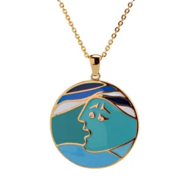Pop Art Bone Face Necklace – Colorful Stainless Steel Pendant Chain