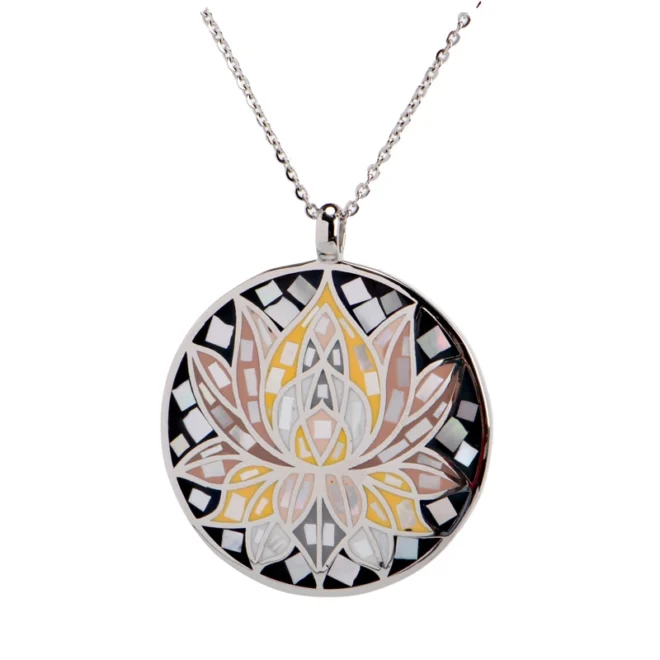 Art-Inspired Stainless Steel Pendant – Vibrant Floral Mosaic Necklace | Fashion Jewelry for Everyday Wear - Image 6