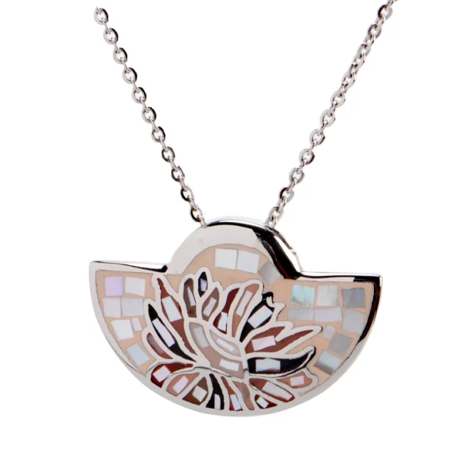 Modern Stainless Steel Flower Necklace – Enamel Mosaic Pendant | Durable, Skin-Friendly & Stylish - Image 4