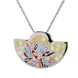 Unique Stainless Steel Pendant for Women – Handmade Mosaic Flower Necklace | Anti-Tarnish & Trendy Gift