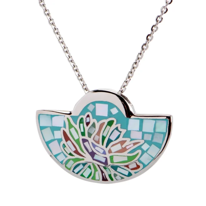 Modern Stainless Steel Flower Necklace – Enamel Mosaic Pendant | Durable, Skin-Friendly & Stylish - Image 2