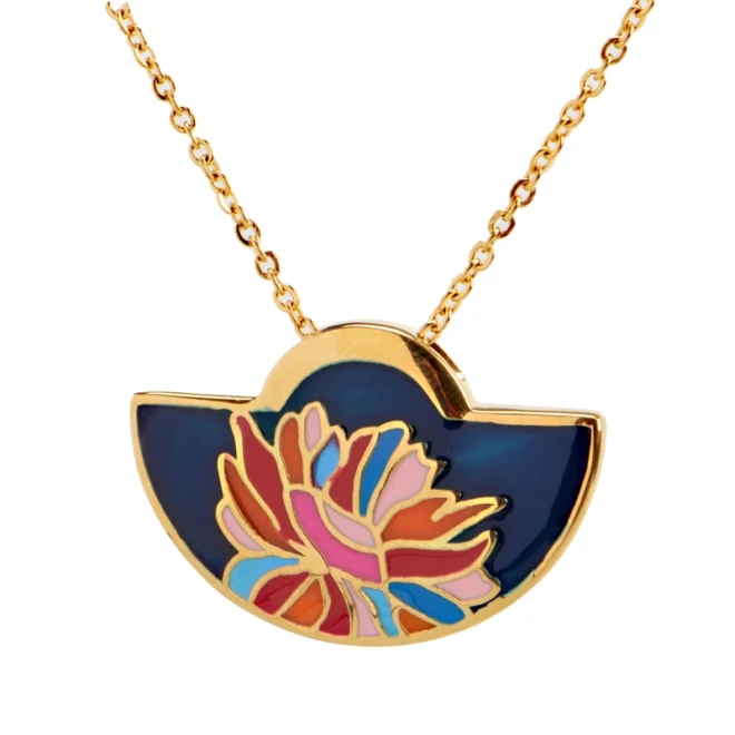 Modern Stainless Steel Flower Necklace – Enamel Mosaic Pendant | Durable, Skin-Friendly & Stylish - Image 6