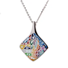 Elegant Stainless Steel Mosaic Pendant – Water-Resistant, Shine Forever, Perfect Gift for Her
