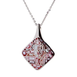 Trendy Stainless Steel Mosaic Pendant Necklace – Hypoallergenic, Fade-Resistant, Unique Geometric Design