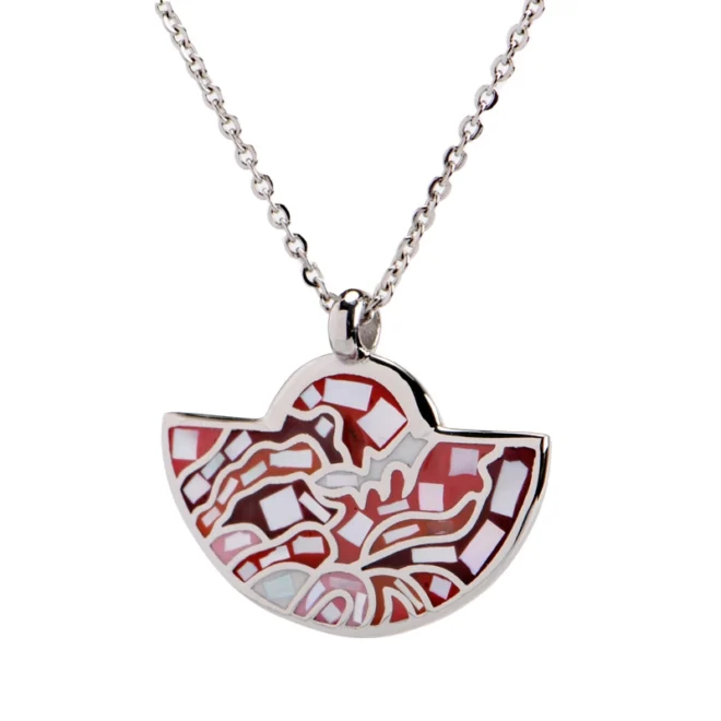 Gold Stainless Steel Enamel Pendant Necklace – Colorful Abstract Design for Women - Image 4