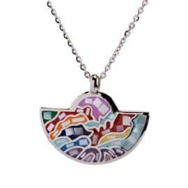 Trendy Gold Plated Mosaic Necklace – Hypoallergenic Stainless Steel, Unique Artistic Style