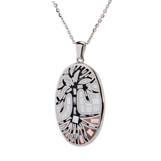 Silver Tree of Life Necklace – Stainless Steel Pendant with Color Mosaic Design | Symbolic & Stylish Gift Idea - Image 3