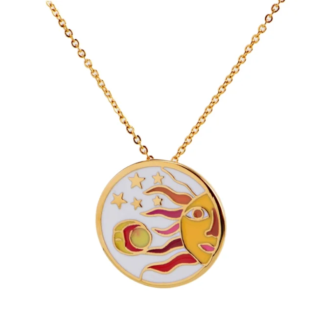 Sun moon charm enamel charm 18k Gold Filled Charm Bar Bracelets and Necklaces Silver Pave CZ Minimalist Charms